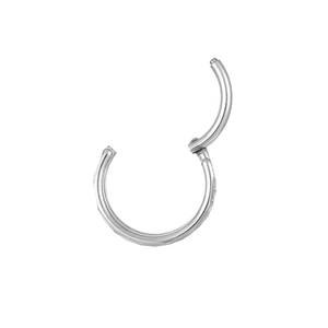 Detail van zilveren F136 titanium segmentring met diamantstructuur en scharniersluiting