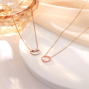 Elegant rose gold S925 silver necklace with shell flower and zircon wreath pendant