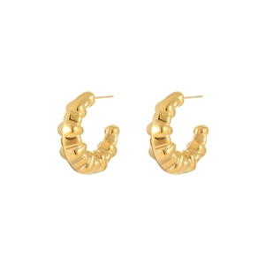 Élégantes boucles d'oreilles créoles dorées avec un design torsadé de style croissant chic