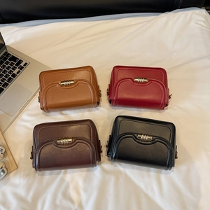 Vintage crossbody square bags in four colors with gold metal locks for women