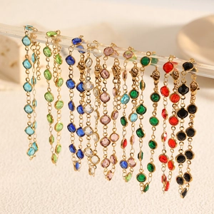 Elegante bracciale in lega dorata con perle di cristallo sfaccettate in otto tonalità