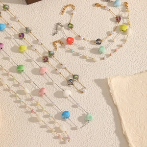 Ensemble de colliers et bracelets en perles colorées avec breloques cœur style bohème