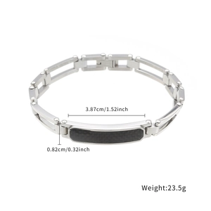 Bracelet classique pour homme en acier inoxydable avec insert en fibre de carbone