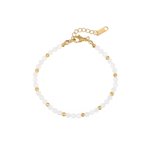 Bracelet élégant en perles de pierre de lune naturelle avec perles dorées facettées