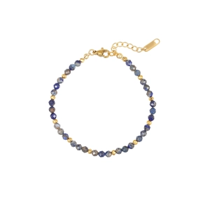 Lapis Lazuli and gold beaded bracelet for women with adjustable lobster clasp closure