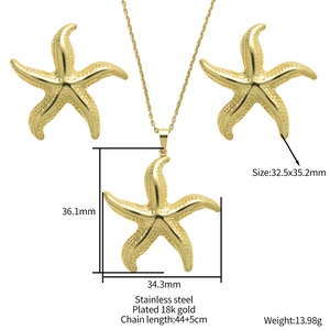 Goldenes Seestern-Schmuckset aus Edelstahl mit Halskette und Ohrringen Maße