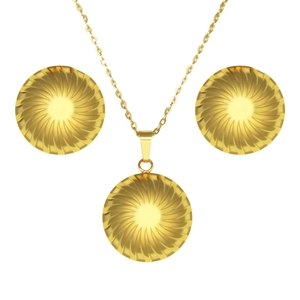 Bijoux En Acier Inoxydable Pour Femmes Plaqué Or 18K Pendentif Collier Et Boucles D'oreilles Vintage Elégant