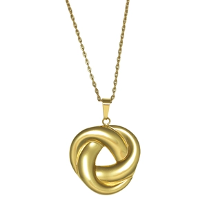 Goldene gedrehte Halskette mit elegantem dreisträngigem Loop-Anhänger und O-Kette