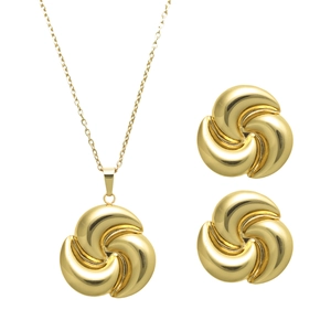 Spiral Vortex Schmuck Halskette Und Ohrstecker Edelstahl 18K Vergoldet Elegante Chic Accessoires Für Frauen