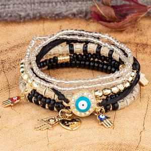 Ensemble de bracelets bohèmes multicouches avec œil protecteur et main de Fatma