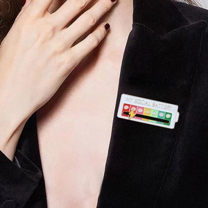 My Social Battery Enamel Brooch Alloy Sliding Indicator Pin Funny Personalized Mood Jewelry For Clothes Backpack