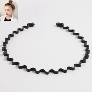 Minimalist black wavy spring metal headband for men and women hair styling
