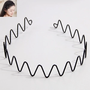 Black Wave Metal Headband For Men And Women Non Slip Spring Spiral Hair Band Accessories Daily Sport Face Wash Alloy