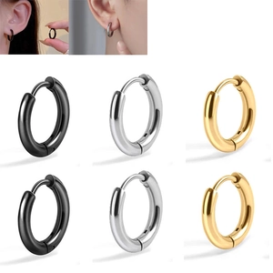Créoles En Acier Inoxydable Minimalistes Polies Style Punk Hip Hop Bijoux Pour Hommes Femmes