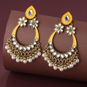 Boucles d'oreilles rétro de style exotique avec perles et cristaux brillants