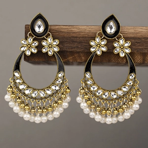 Boucles D'Oreilles Ethniques Boho Pour Femmes Style Indien Rétro Alliage Strass Émail Künstliche Perle Gland Statement