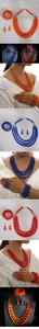 Detailansicht des 3-lagigen Acrylperlen-Schmucksets mit Maßen für Halskette und Armband