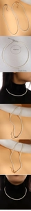 Detail of 0.4cm pearl necklace showing length 42cm plus 5cm extension chain and lobster clasp