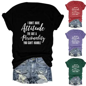 Women T-Shirt Round Neck Short Sleeve Cotton Blend Slogan Print Casual Vintage Streetwear Summer Top For Lady
