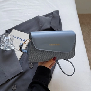 Fashion PU Leather Crossbody Bag For Women Woven Texture Splicing Flap Small Square Shoulder Bag With Wide Strap