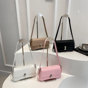 French style leather underarm bags in four colors with vintage silver metal buckles