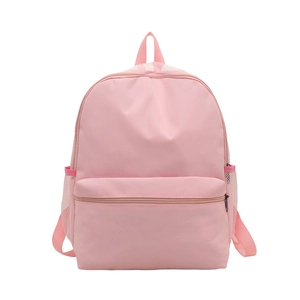 Pink minimalist high-capacity lightweight school backpack with mesh side pockets