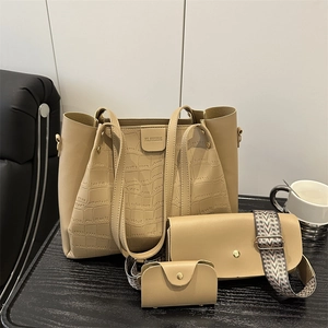 Borse Coordinante Tote Tracolla E Pochette In Pelle PU Con Motivo Coccodrillo Per Donna Stile Urbano Semplice Alla Moda