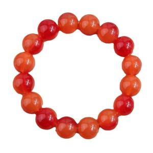 Bracelet pour femme en perles d'agate rouge polies avec textures de pierre naturelle