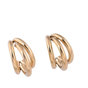 Boucles d'oreilles créoles triple anneau en acier titane doré au style moderne minimaliste