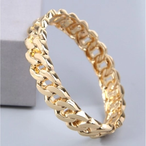 Bracciale Rigido A Catena Maglia Cubana Grossa Lega Lucida Minimalista Cerniera Per Donna Gioielli Moda