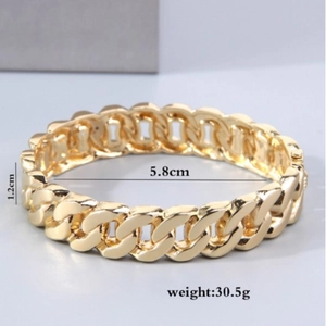 Bracciale rigido intrecciato in oro lucido per donna con larghezza 1,2 cm e diametro 5,8 cm