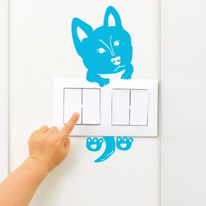 Glow-in-the-dark blue puppy wall sticker for bedroom light switch decoration