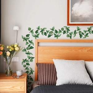 Groene Plantenbladeren Wingerd Muurstickers PVC Aquarel Botanisch Bloemen Behang Huis Woonkamer Slaapkamer Decoratie