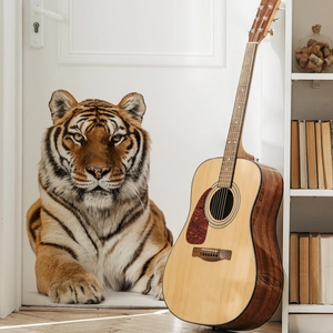 3D realistic tiger wall sticker mural for living room and bedroom home decoration