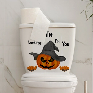 Adesivo zucca Halloween impermeabile con scritta I'M Looking For You per WC lid