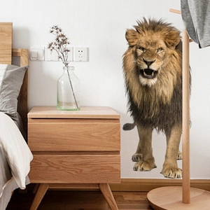 3D realistic roaring lion wall sticker for living room and modern bedroom decor