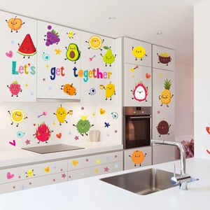 Fruit Party wall decals with cartoon fruit patterns and Let's get together slogan
