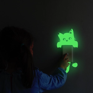Luminous cute cat light switch sticker for bedroom glow in the dark wall decor