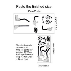 Cartoon coffee character wall sticker 30x60cm sheet for kitchen and living room decor