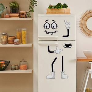 Creative cartoon character fridge sticker set for kitchen wall and refrigerator decor