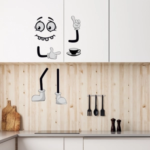 Creative cartoon character wall stickers for kitchen cabinet and fridge decor