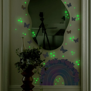Luminous rainbow and butterfly wall stickers glowing in the dark for bedroom decor