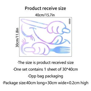 Size chart showing 40x30cm dimensions for luminous emoji refrigerator wall stickers