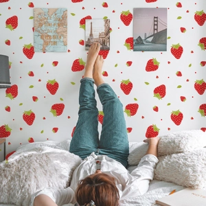 Removable PVC Strawberry Wall Stickers Modern Minimalist Floral Art Decals For Bedroom Kitchen Dining Room Home Decor