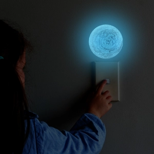 Adesivo per Interruttore Luna Luminosa Fantasia Luna Blu Fluorescente Decalcomania da Parete in PVC per Camera da Letto Soggiorno Decorazione Casa