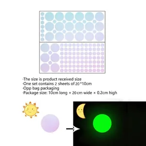 Luminous wall stickers set with dots moon and sun for bedroom decor in dark