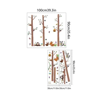 Forest animals and tree wall stickers for kids room decor with 100x90cm finished size