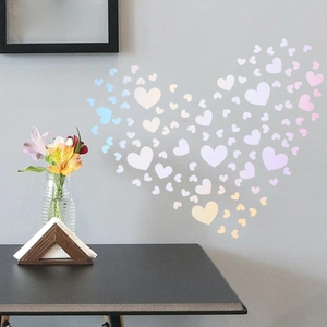 Luminous colorful heart wall decals featuring pastel dots for kid's room decoration