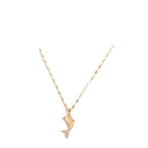 Pendentif dauphin doré élégant avec incrustation d'opale et zircons étincelants
