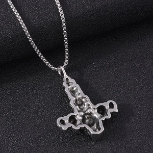 Vintage Thor's Hammer Mjölnir pendant necklace in polished silver stainless steel